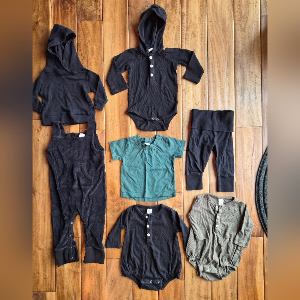 Stylish Baby Clothing Set in Black, Green, and Olive